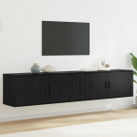 Seinale paigaldatav tv kappi komplekt 2 pcs must tamm