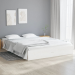 Voodiraam, valge, m&auml;nnipuit, 135 x 190 cm