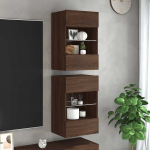 Seinakapid led-tuledega teleri jaoks 2 tk, pruun tamm, 40x30x60,5 cm