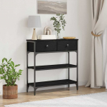 Konsoollaud sahtliga riiuliga must tamm 72.5 x 25 x 75 cm