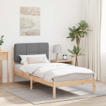 Voodiraam pehme peatoega peaga helehall 80 x 200 cm tahke m&auml;nd