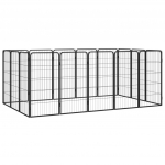 16 paneeliga koera m&auml;nguaed must 50x100 cm pulberv&auml;rvitud teras