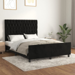 Voodiraam ilma madratsita, must, 140x200 cm, samet