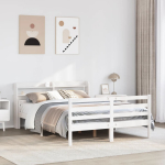Voodiraam peatsiga ilma madratsita valge 140x200 cm