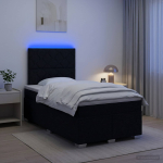 Vedruvoodi madratsiga led-ribadega must 120 x 190 cm kangas