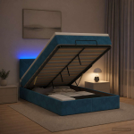 Ottomani voodi madratsi ja led-idega tumesinine 120 x 190 cm