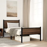 Metallist voodiraam ilma madratsita pruun tamm 90x200 cm