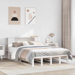 Riiuliga voodiraam ilma madratsita, valge, 150x200cm, puit
