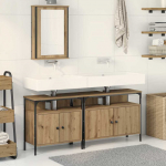 Vannitoa valamud riiuliga ladustamisega 3 pcs pruun tehispuit