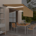 K&auml;sitsi sisset&otilde;mmatav varikatus rulooga, 5 x 3 m, kollane/valge