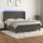 Kontinentaalvoodi madrats ja led, tumehall, 180x200 cm, samet