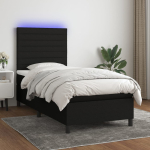 Kontinentaalvoodi madrats ja led, must, 80x200 cm, kangas