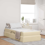 Voodi hoiukohaga ja madratsiga cream 90 x 200 cm pol&uuml;ester