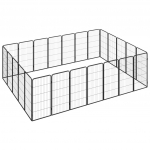 24 paneeliga koera m&auml;nguaed must 50x100 cm pulberv&auml;rvitud teras