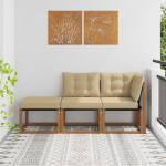 V&auml;listingimustes modulaarne diivan padjaga 3 t&uuml;kk neutraalne