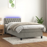 Kontinentaalvoodi madrats ja led, helehall, 100x200 cm, samet