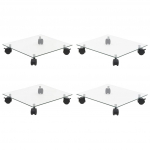 Ratastega taimealus 4 tk, 35x35 cm, karastatud klaas, kandiline