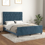 Voodiraam ilma madratsita tumesinine 140x200 cm samet