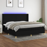 Kontinentaalvoodi madrats ja led, must, 200x200 cm, kangas