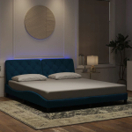 Voodiraam led-iga ilma madratsita, sinine, 180x200 cm, samet