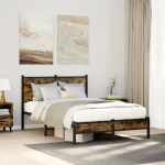 Metallist voodiraam ilma madratsita suitsutatud tamm 120x200 cm