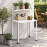 Istutuslaud 60 x 50 x 104 cm pulberv&auml;rvitud teras valge