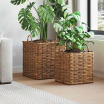 Potitaimede korv gendt 2 tk looduslik pruun kubu rattan