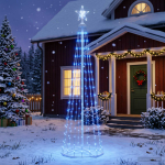 Led-koonusj&otilde;ulupuu 180 cm 250 led-i sinine teras valge