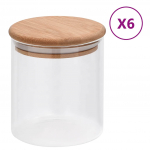 Klaasist s&auml;ilituspurgid, bambusest kaanega, 6 tk, 600 ml