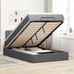 Ottomani voodi madratsiga ja led, tumehall, 120x190 cm, kangas