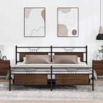 Metallist voodiraam ilma madratsita pruun tamm 193x201 cm