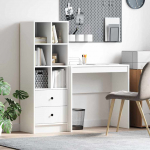 Laud koos hoiuruumiga sahtliga riiuliga 2 pcs valge tehispuit