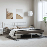 Metallist voodiraam peatsiga, valge, 193x203 cm