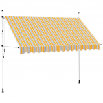 Kokkupandav varikatus, kollase-sinisetriibuline, 350 cm