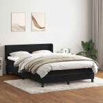 Kontinentaalvoodi madratsiga, must, 160x210 cm, samet