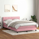 Kontinentaalvoodi madrats ja led, roosa, 160x210 cm, samet