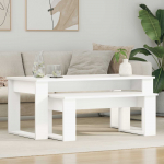 Kohvilauda komplekt 2 pcs valge tehispuit