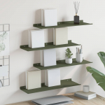 Seinariiul riiuliga 4 pcs k&uuml;pset roheline 60 x 18 x 2,5 cm