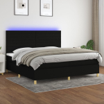 Kontinentaalvoodi madrats ja led, must, 200x200 cm, kangas