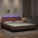 Voodiraam led-iga ilma madratsita, roosa, 180x200 cm, samet
