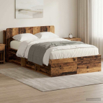Voodiraam ladustamisega peaga vana puit 120 x 200 cm tehispuit