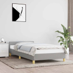 Voodiraam ilma madratsita, helehall, 90x200 cm, kangas