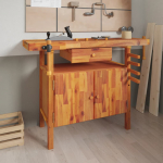 T&ouml;&ouml;laud sahtli ja kruustangidega 124 x 52 x 83 cm, t&auml;ispuidust akaatsia