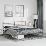 Metallist voodiraam peatsiga, must, 183x213 cm