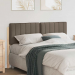 Polsterdatud voodiots peaga pruun ja taupe 135 cm tahke m&auml;nd