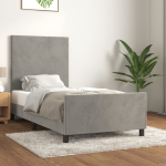 Voodiraam ilma madratsita, helehall, 90x200 cm, samet