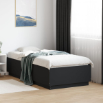 Voodiraam led-tuledega, must, 90 x 190 cm, tehispuit