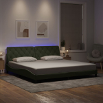 Voodiraam led-iga ilma madratsita, helehall, 200x200 cm, samet
