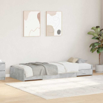 Voodi raam sahtliga peaga betoonhall 75 x 190 cm tehispuit