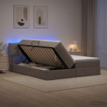 Led-iga voodiraam koos madratsiga pruunikashall 200 x 200 cm